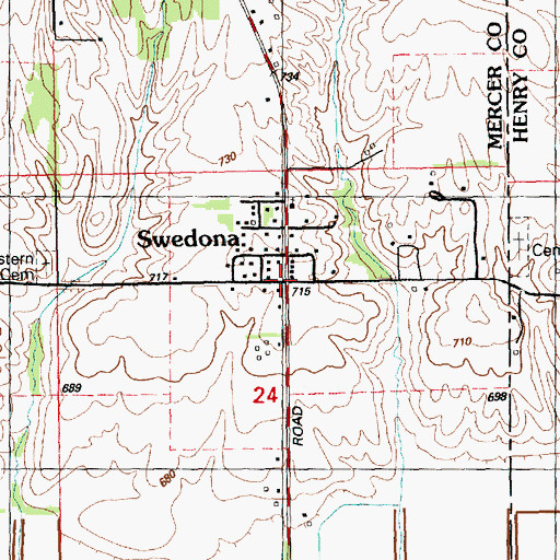 Topographic Map of Swedona, IL