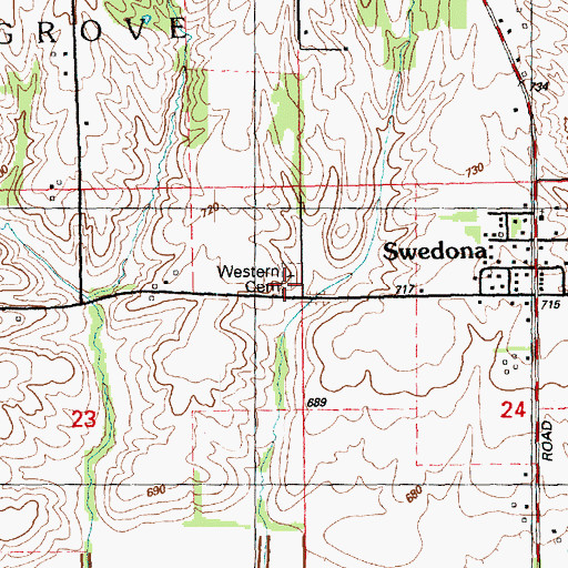 Topographic Map of Western Cemetery, IL