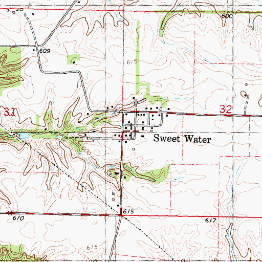 Topographic Map of Sweetwater, IL