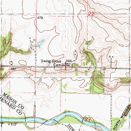 Topographic Map of Swing Grove Cemetery, IL