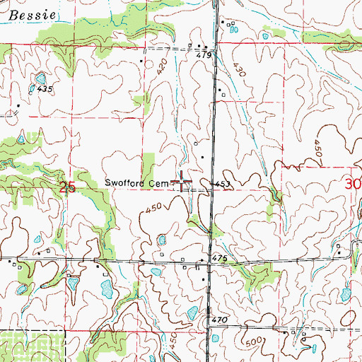 Topographic Map of Swofford Cemetery, IL