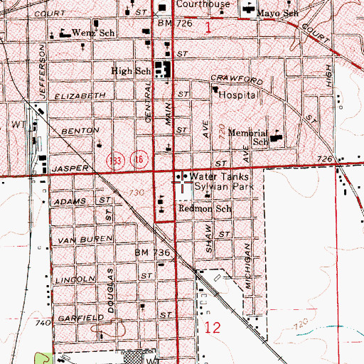 Topographic Map of Sylvain Park, IL