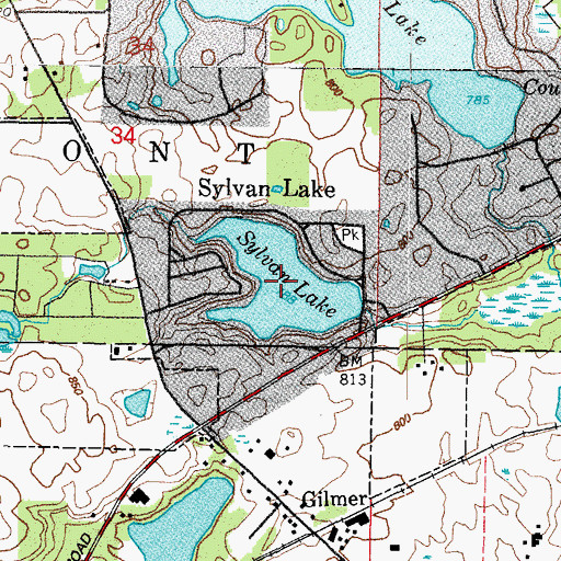 Topographic Map of Sylvan Lake, IL
