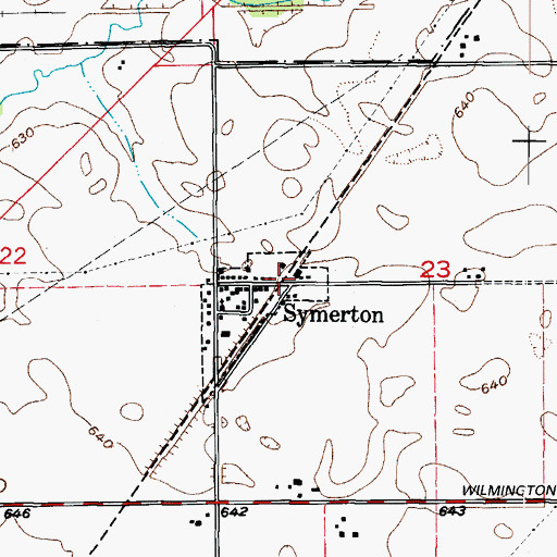 Topographic Map of Symerton, IL