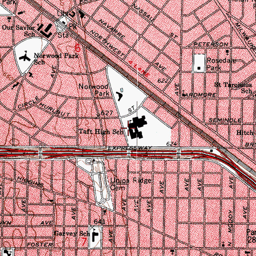Topographic Map of Taft High School, IL
