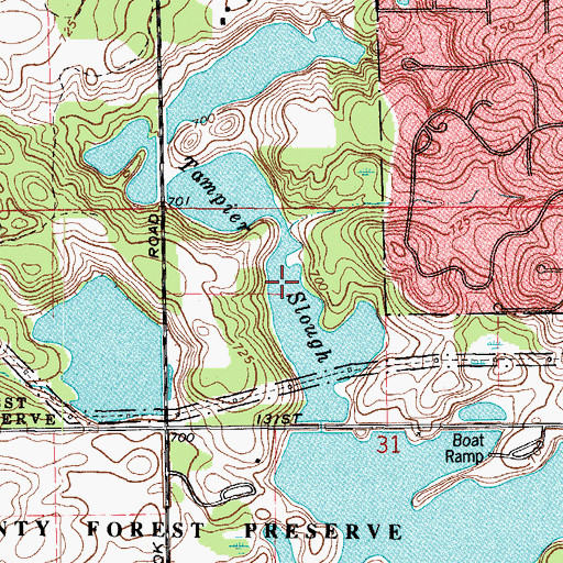 Topographic Map of Tampier Slough, IL