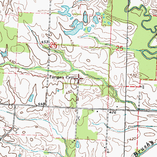 Topographic Map of Tangen Cemetery, IL