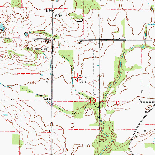 Topographic Map of Tann Cemetery, IL