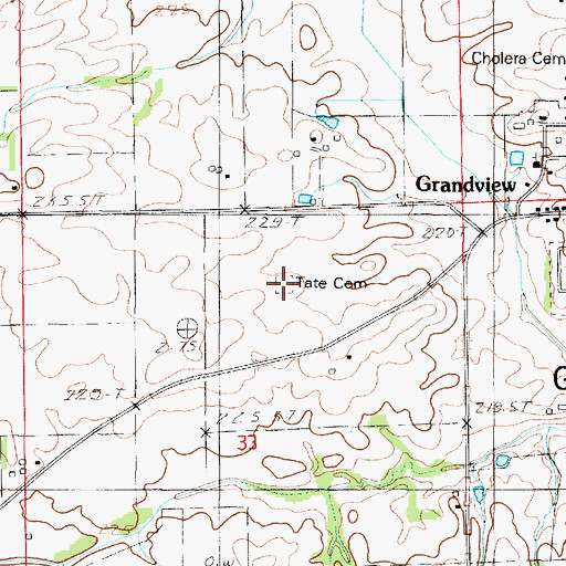 Topographic Map of Tate Cemetery, IL