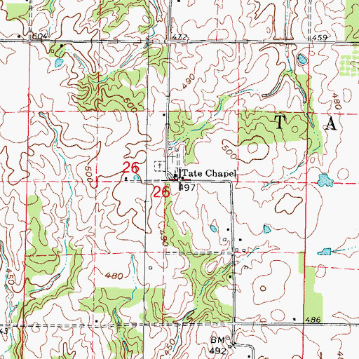 Topographic Map of Tate Chapel, IL