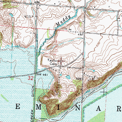 Topographic Map of Taylor Cemetery, IL