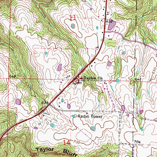 Topographic Map of Taylor Methodist Church, IL