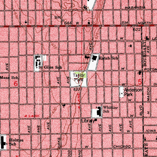 Topographic Map of Taylor Park, IL