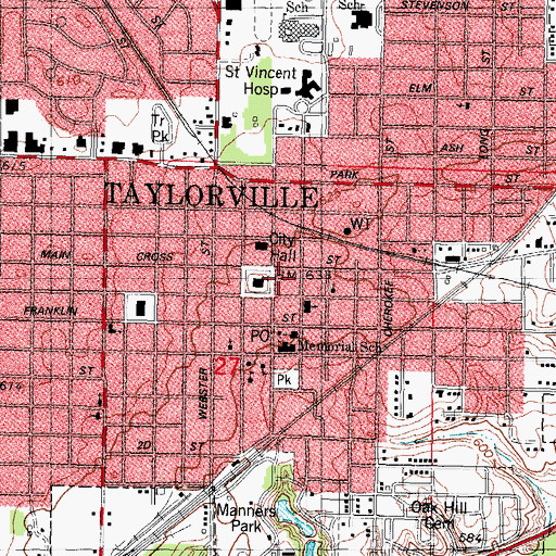 Topographic Map of Taylorville, IL