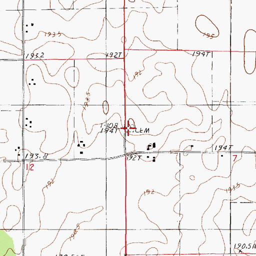 Topographic Map of Teege Cemetery, IL
