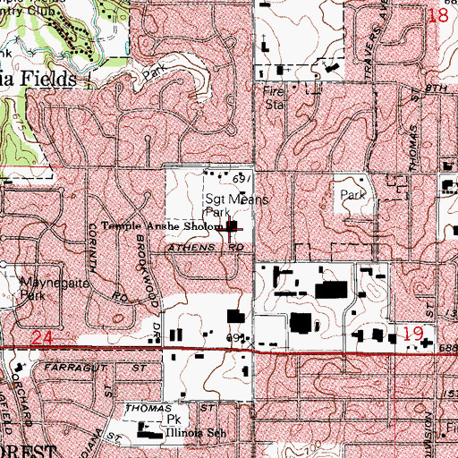 Topographic Map of Temple Anshe Sholom, IL