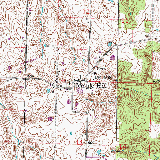 Topographic Map of Temple Hill, IL