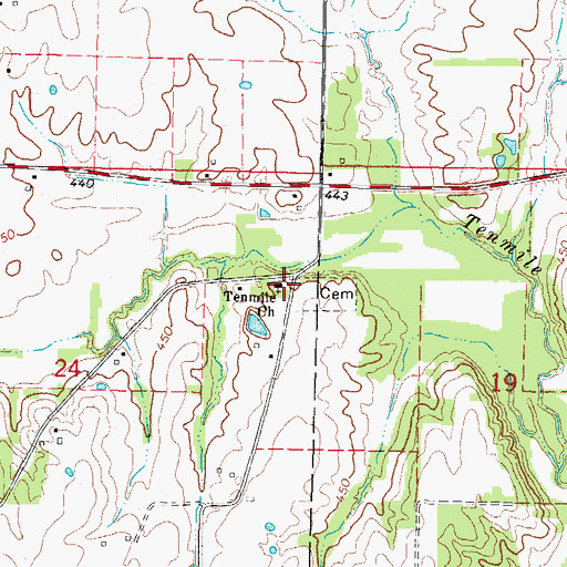 Topographic Map of Tenmile Church, IL