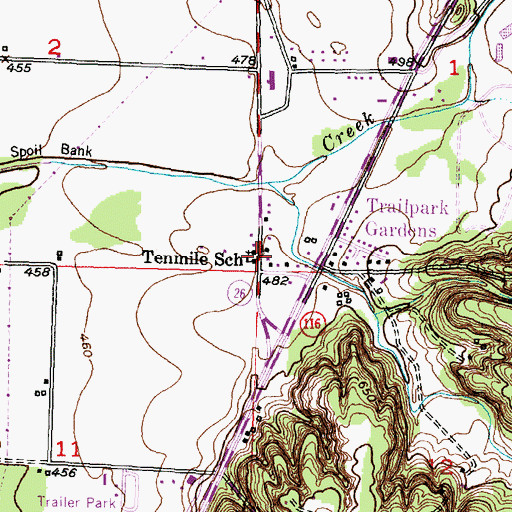 Topographic Map of Tenmile School, IL