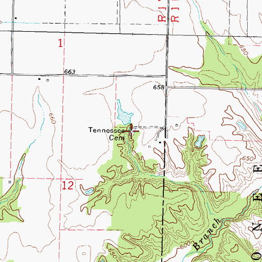 Topographic Map of Tennessee Cemetery, IL