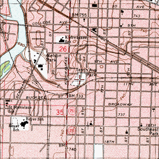 Topographic Map of Tenth Avenue Park, IL