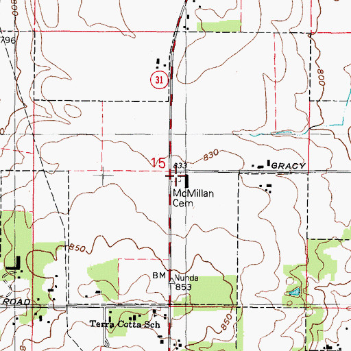 Topographic Map of McMillan Cemetery, IL