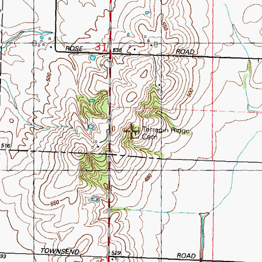 Topographic Map of Terrapin Ridge Cemetery, IL