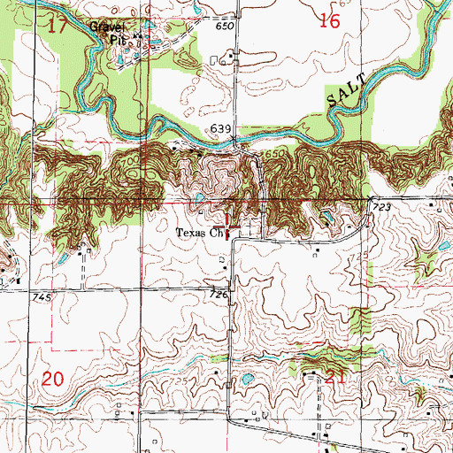 Topographic Map of Texas Christian Church, IL