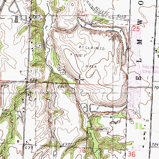 Topographic Map of Texas School (historical), IL