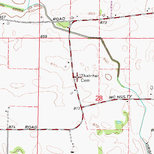 Topographic Map of Thatcher Cemetery, IL