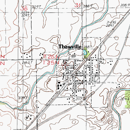 Topographic Map of Thawville, IL