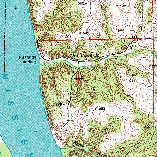 Topographic Map of The Cave In, IL