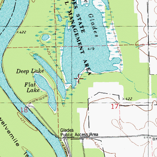 Topographic Map of The Glades, IL