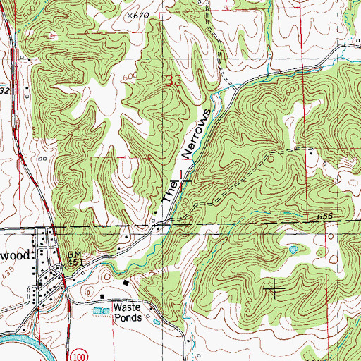 Topographic Map of The Narrows, IL