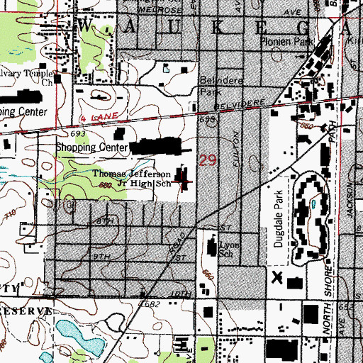 Topographic Map of Thomas Jefferson Middle School, IL