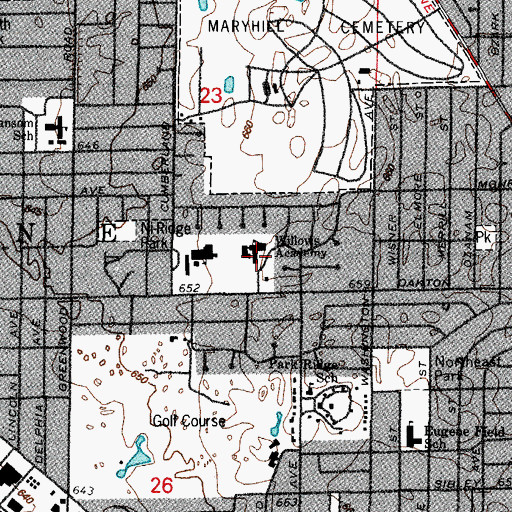 Topographic Map of Jefferson School, IL