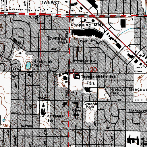 Topographic Map of Thomas Middle School, IL