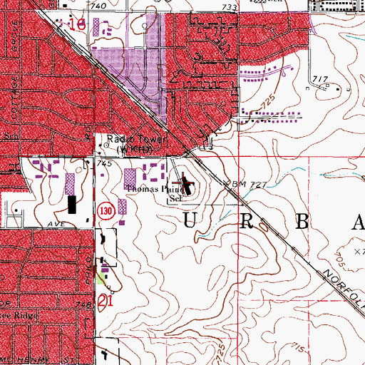 Topographic Map of Thomas Paine Elementary School, IL