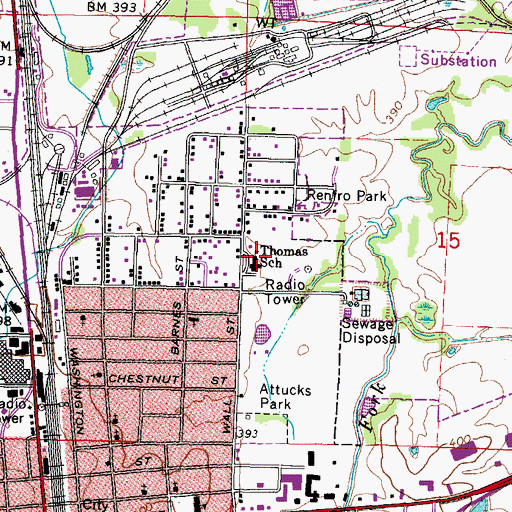 Topographic Map of Thomas Elementary School, IL