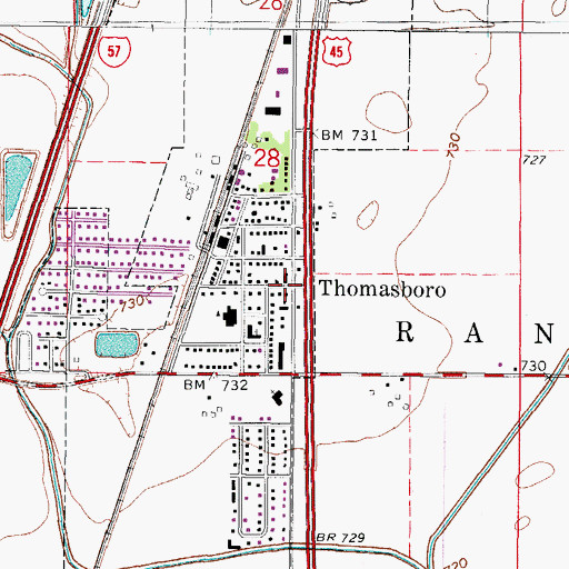 Topographic Map of Thomasboro, IL
