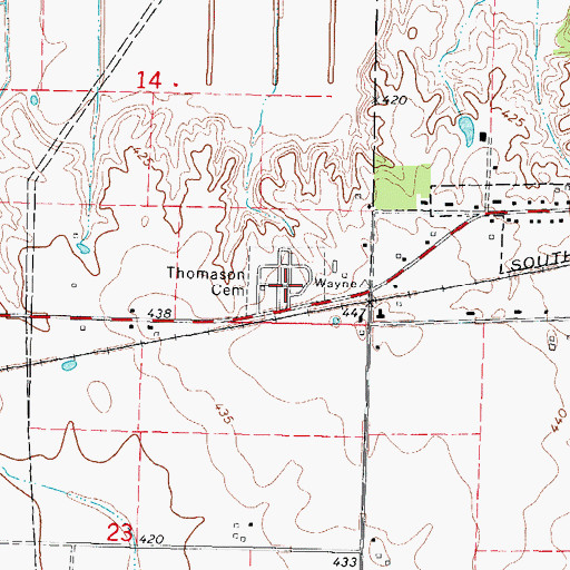 Topographic Map of Thomason Cemetery, IL