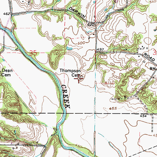 Topographic Map of Thompson Cemetery, IL