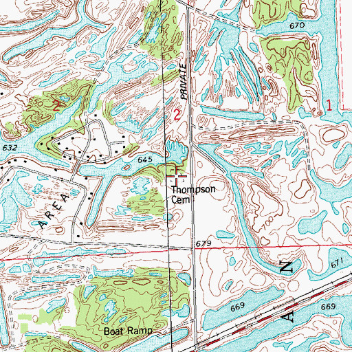 Topographic Map of Thompson Cemetery, IL