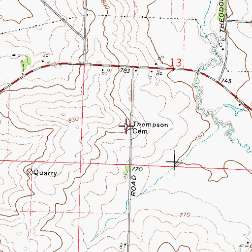 Topographic Map of Thompson Cemetery, IL