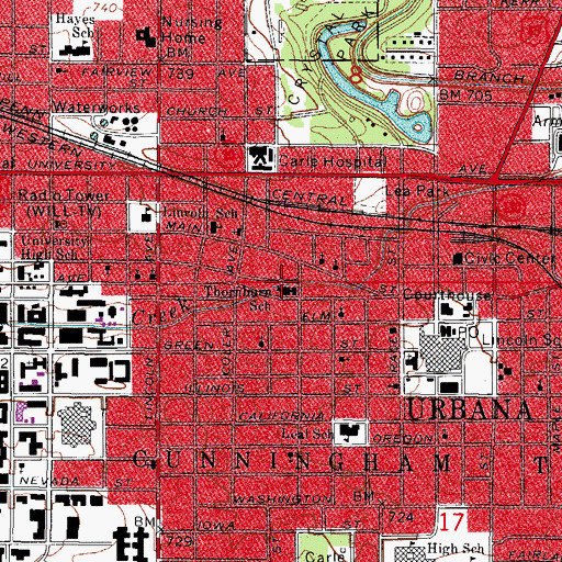 Topographic Map of Thornburn School, IL