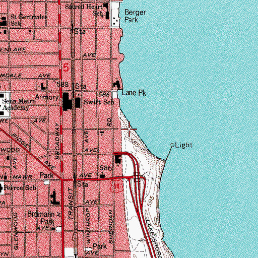 Topographic Map of Thorndale Avenue Park, IL