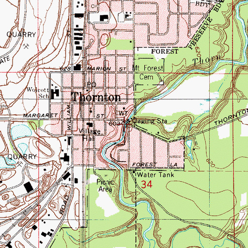Topographic Map of Thornton, IL