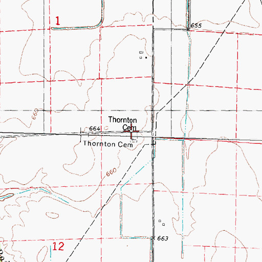 Topographic Map of Thornton Cemetery, IL