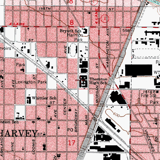 Topographic Map of Thornton High School, IL