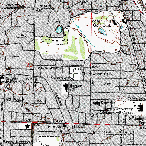 Topographic Map of Thornwood Park, IL
